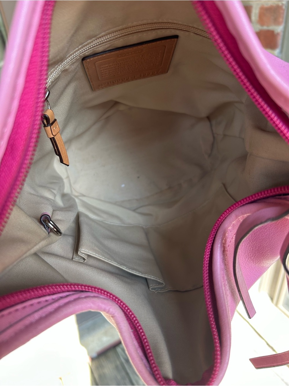 Vintage coach rugby duffel sac style F13357 pink striped leather y2k retro purse - Picture 11 of 14